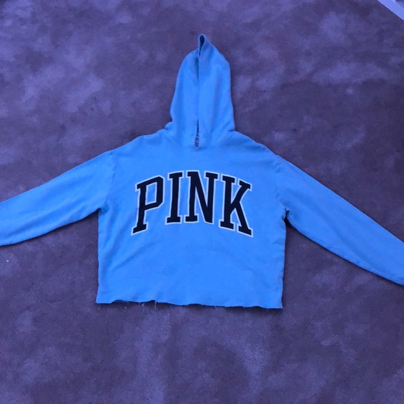 PINK Victoria's Secret Sweaters - Blue PINK cropped hoodie